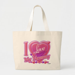 I Love My Mummy pink/purple - heart Large Tote Bag