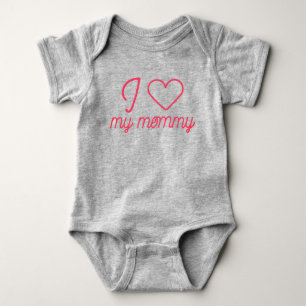 I Love My Mummy Thin Cursive Typography Baby Bodysuit