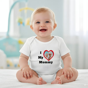 I Love My Mummy Valentines Day Mothers Photo Text Baby Bodysuit