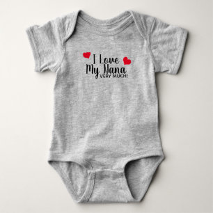 I Love My Nana Very Much Red Hearts Grey Baby Bodysuit