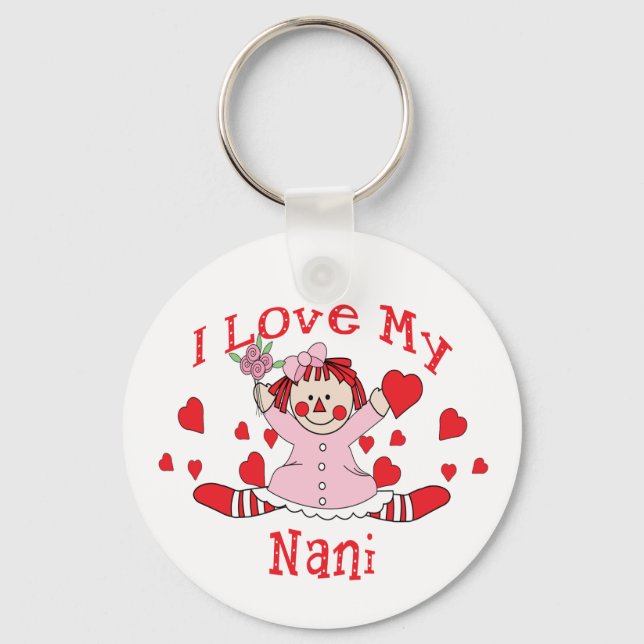 I love My Nani Rag Doll & Hearts Key Ring (Front)