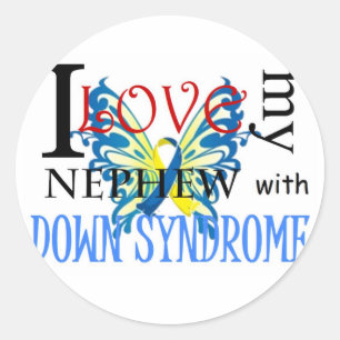 I Love My Nephew with Down Syndrome Classic Round Sticker