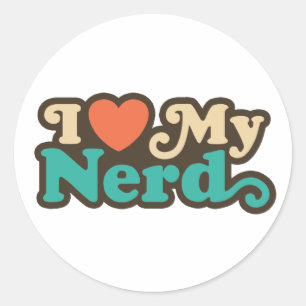 I Love My Nerd Classic Round Sticker