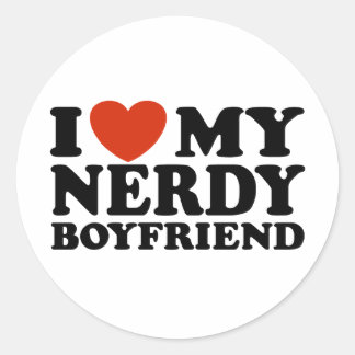 I Love My Nerdy Boyfriend Classic Round Sticker