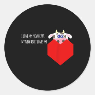 I Love My New Cow Valve Heart Patient Classic Round Sticker