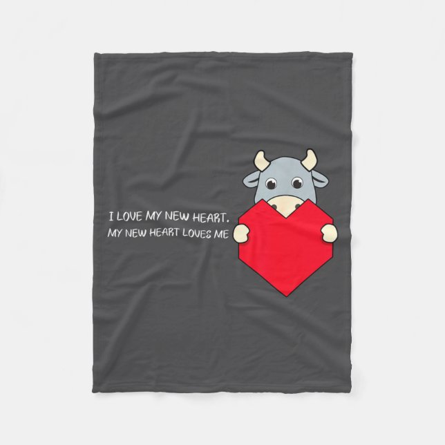 I Love My New Heart Loves Me Heart Health Awarenes Fleece Blanket (Front)