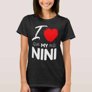 I Love My Nini Cute Mother Grandma Matching Family T-Shirt