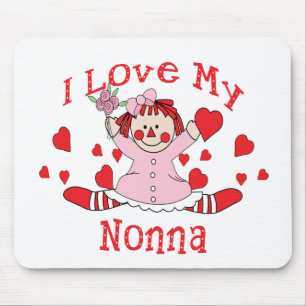 I love My Nonna Rag Doll & Hearts Mouse Mat
