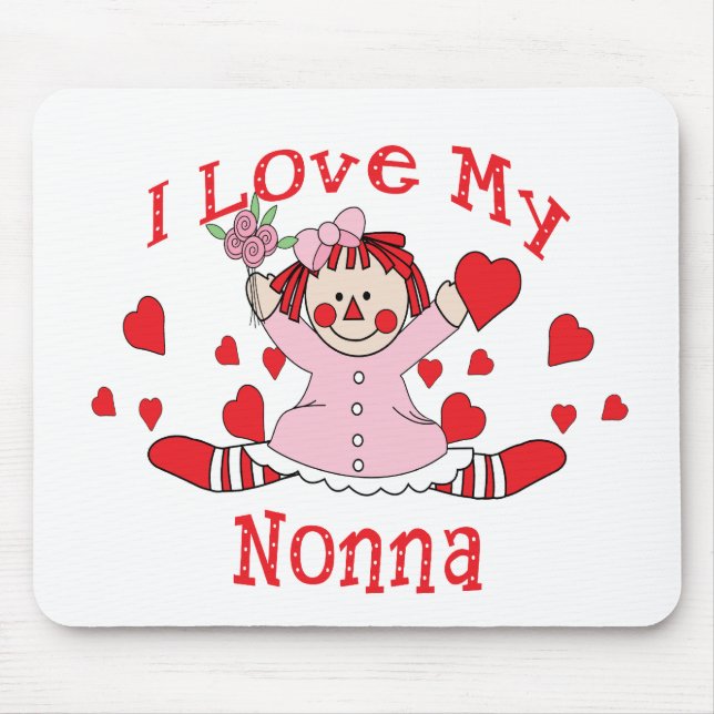 I love My Nonna Rag Doll & Hearts Mouse Mat (Front)