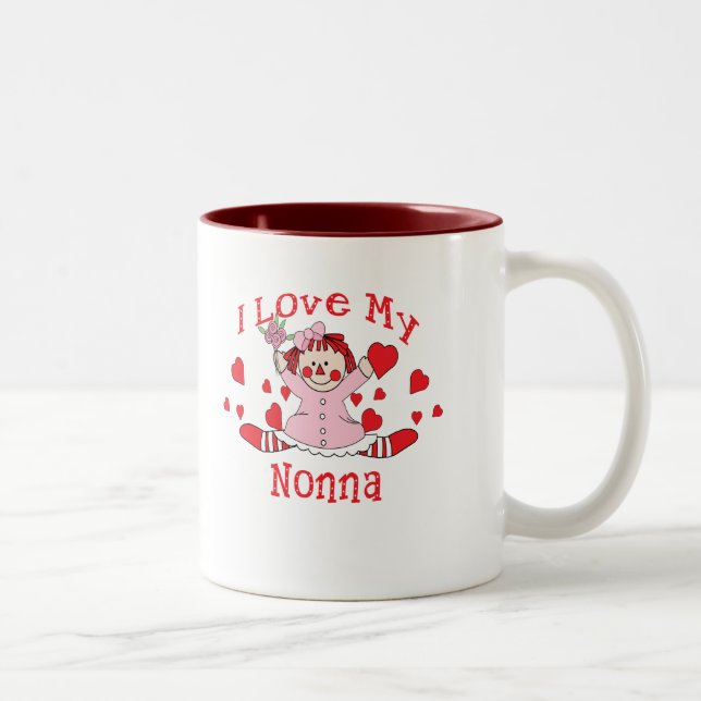 I love My Nonna Rag Doll & Hearts Two-Tone Coffee Mug (Right)
