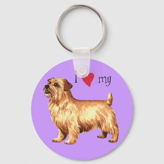 I Love my Norfolk Terrier Key Ring (Front)