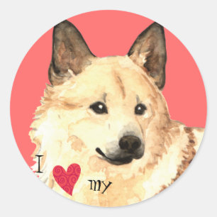 I Love my Norwegian Buhund Classic Round Sticker