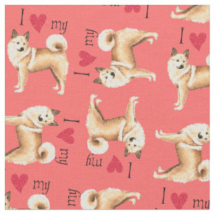 I Love my Norwegian Buhund Fabric