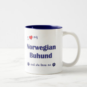 I Love My Norwegian Buhund (Female Dog) Two-Tone Coffee Mug