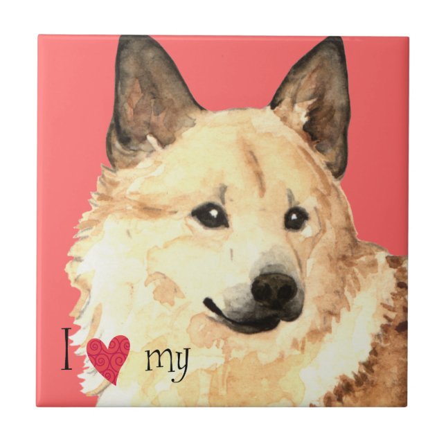 I Love my Norwegian Buhund Tile (Front)
