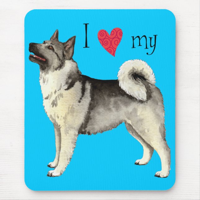 I Love my Norwegian Elkhound Mouse Mat (Front)