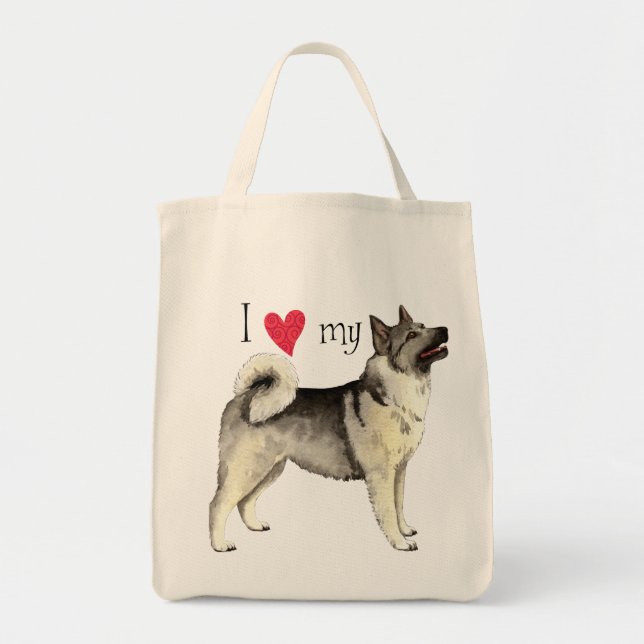 I Love my Norwegian Elkhound Tote Bag (Front)