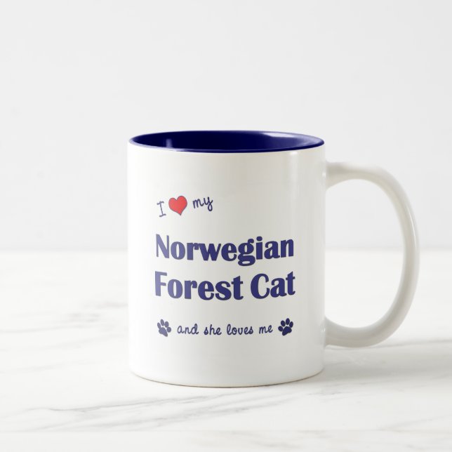 I Love My Norwegian Forest Cat (Female Cat) Two-Tone Coffee Mug (Right)
