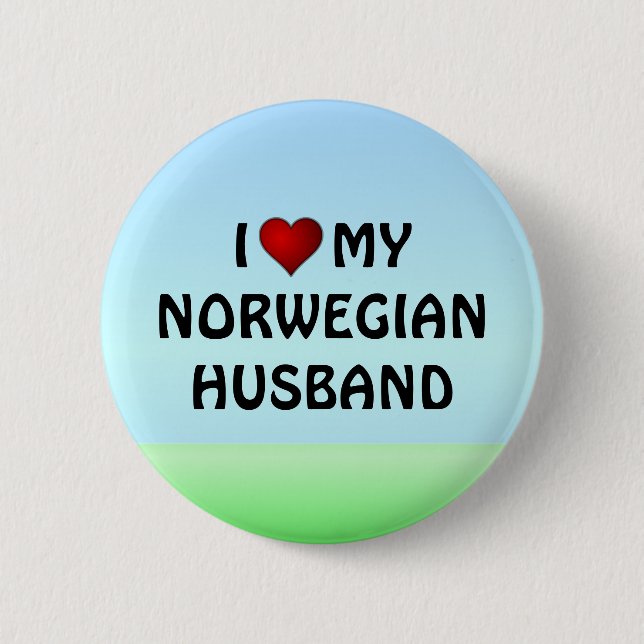 I LOVE MY NORWEGIAN HUSBAND pinback button (Front)