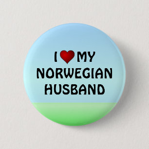 I LOVE MY NORWEGIAN HUSBAND pinback button