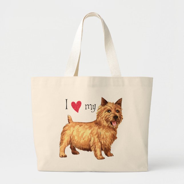 I Love my Norwich Terrier Large Tote Bag (Front)