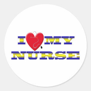 I LOVE MY NURSE CLASSIC ROUND STICKER