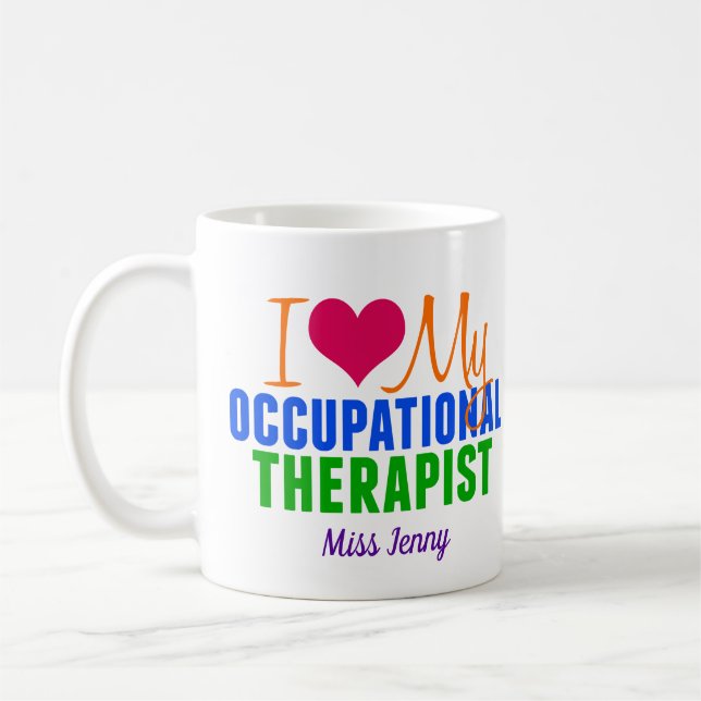 I Love My Occupational Therapist Cute Monogram Coffee Mug (Left)
