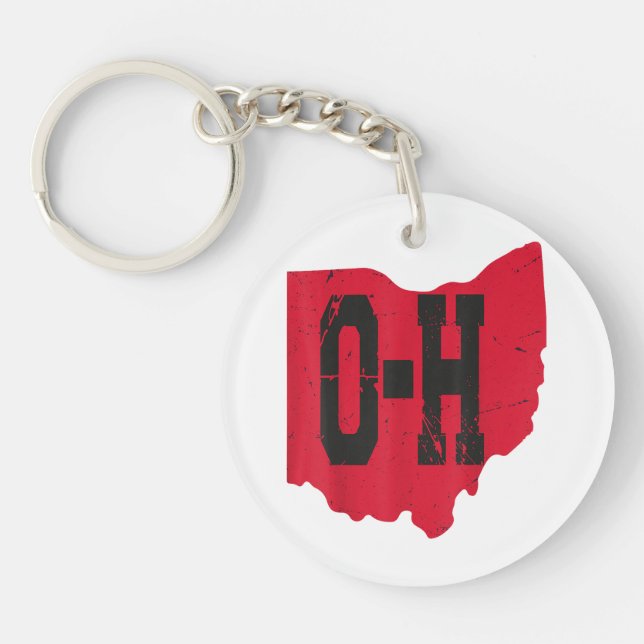 I Love My Ohio Home Script Ohio Buckeye State Key Ring (Front)