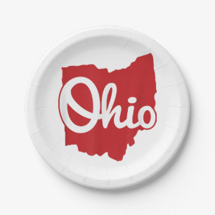 I Love My Ohio Home Script Ohio  Paper Plate