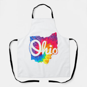 I Love My Ohio Home Script Tie Dye Ohio Apron