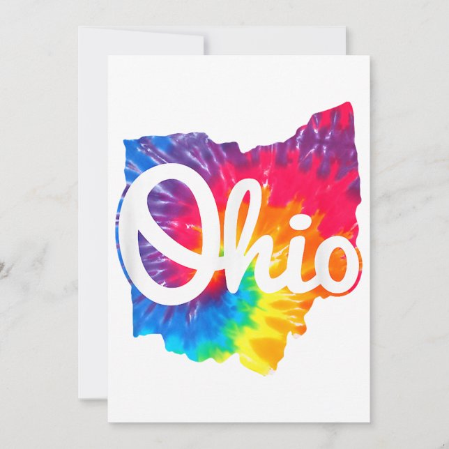 I Love My Ohio Home Script Tie Dye Ohio Invitation (Front)