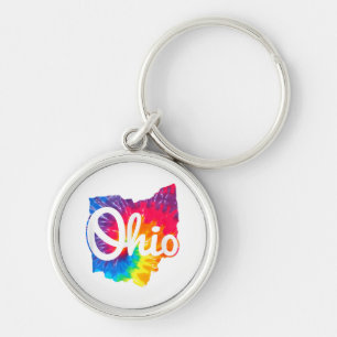 I Love My Ohio Home Script Tie Dye Ohio Key Ring