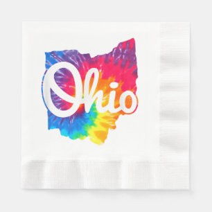 I Love My Ohio Home Script Tie Dye Ohio Napkin