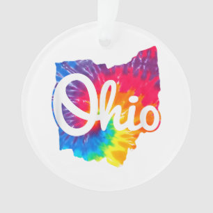 I Love My Ohio Home Script Tie Dye Ohio Ornament