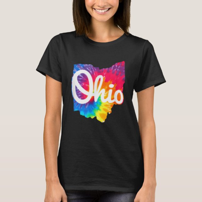 I Love My Ohio Home Script Tie Dye Ohio T-Shirt (Front)