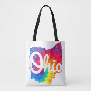 I Love My Ohio Home Script Tie Dye Ohio Tote Bag