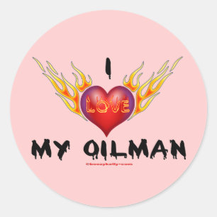 I Love My Oilman,Burning Heart,Oil Field Wife,Oil Classic Round Sticker