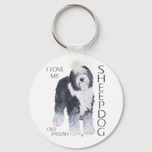 I Love My Old English Sheepdog Key Ring