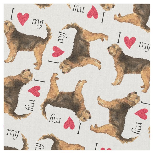 I Love my Otterhound Fabric (Close Up)