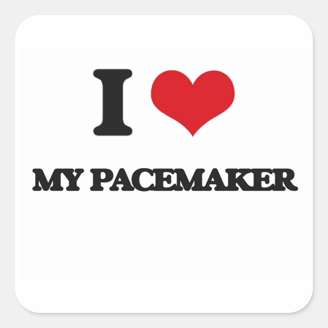 I Love My Pacemaker Square Sticker (Front)