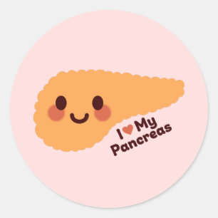 I Love My Pancreas – Cute Smiling Pancreas Classic Round Sticker