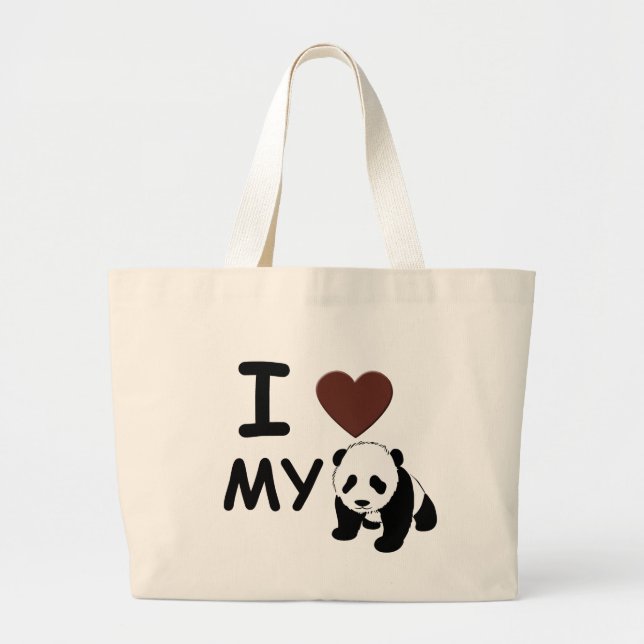 I love my PANDA Large Tote Bag (Front)