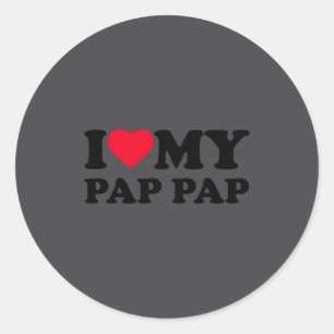 I Love My Pap-pap Heart Grandpa Family Pappap Long Classic Round Sticker
