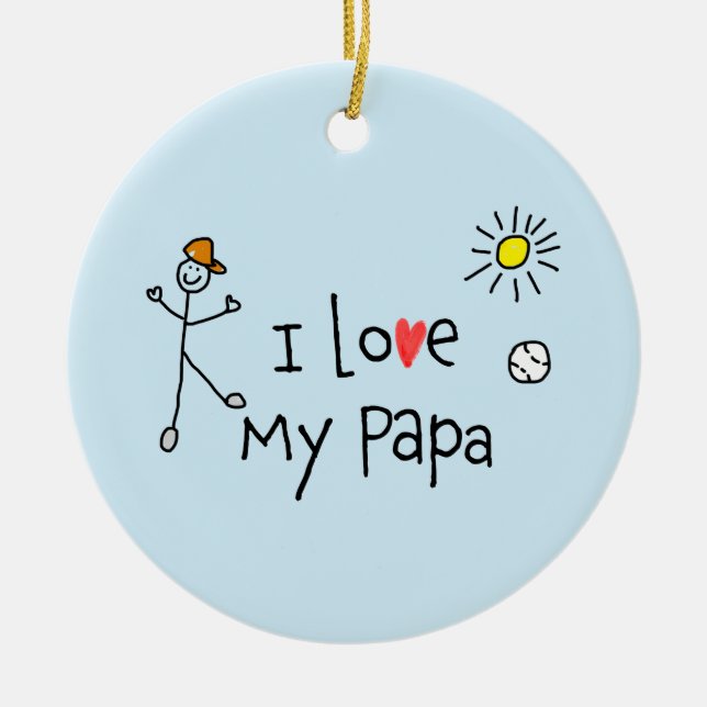 I Love My Papa Photo Ceramic Tree Decoration (Front)