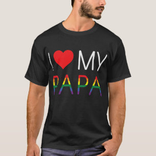I Love My Papa Red Heart Gay Dads LGBTQ Pride Rain T-Shirt