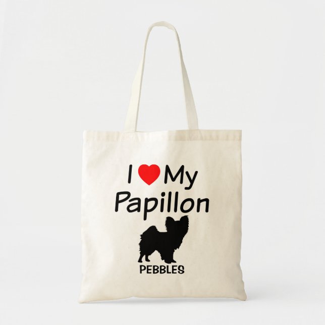 I Love My Papillon Dog Bag (Front)