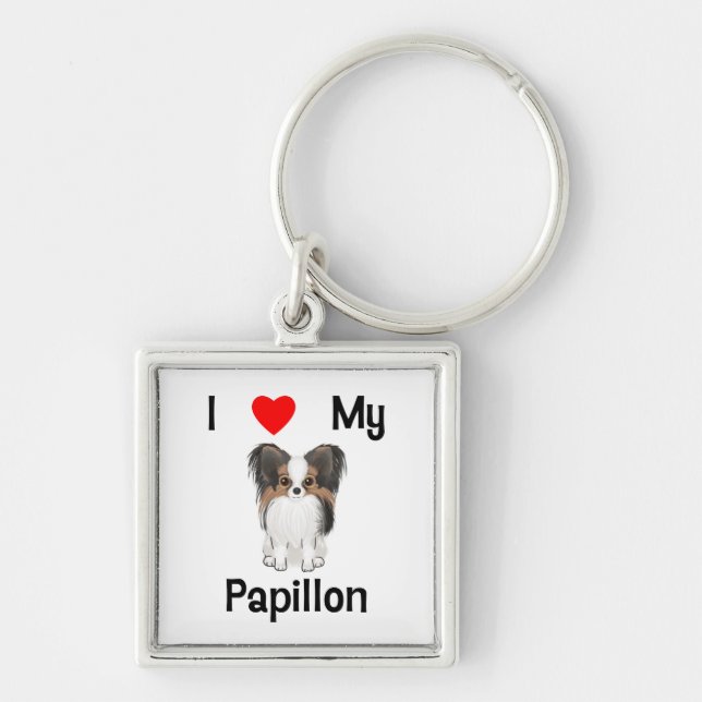 I Love My Papillon (picture) Key Ring (Front)