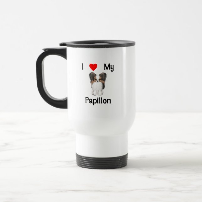 I Love My Papillon (picture) Travel Mug (Left)