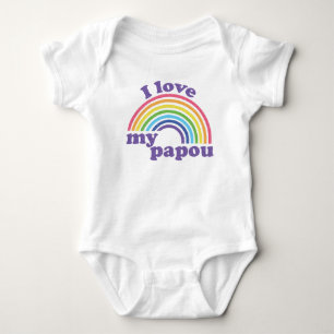 I Love My Papou - Cute Rainbow  Baby Bodysuit