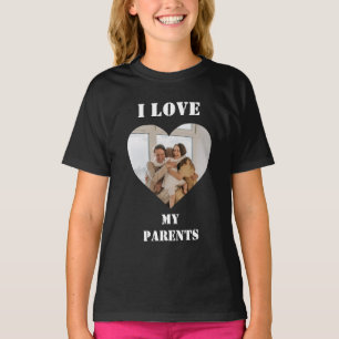 I Love My Parents Heart Custom Personalised Photo  T-Shirt
